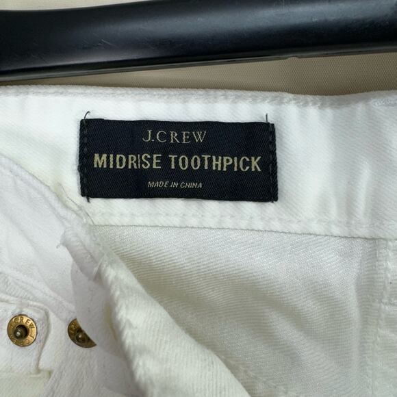 J Crew Toothpick Denim White Mid‎ Rise Skinny Crop Jeans Women's Size 27 - Picture 7 of 14